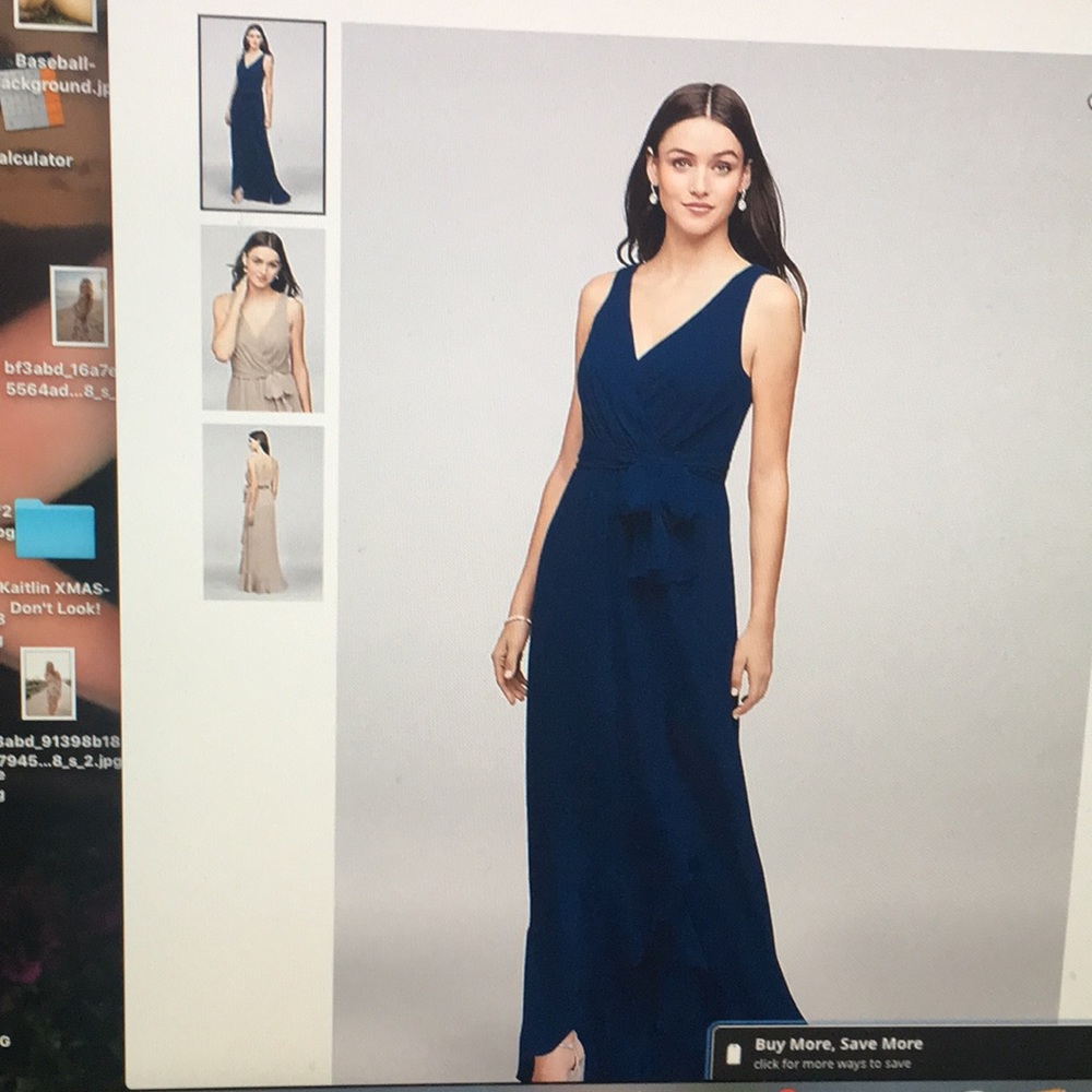 Ruffle-trim chiffon Faux-wrap bridesmaid dress